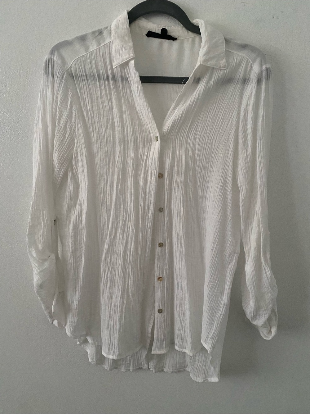 Lightweight White Button-Front Women's Blouse